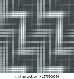 Plaid pattern seamless vector background in grey and white. Tartan check plaid for flannel shirt, skirt, jacket, or other modern autumn winter fashion textile design.