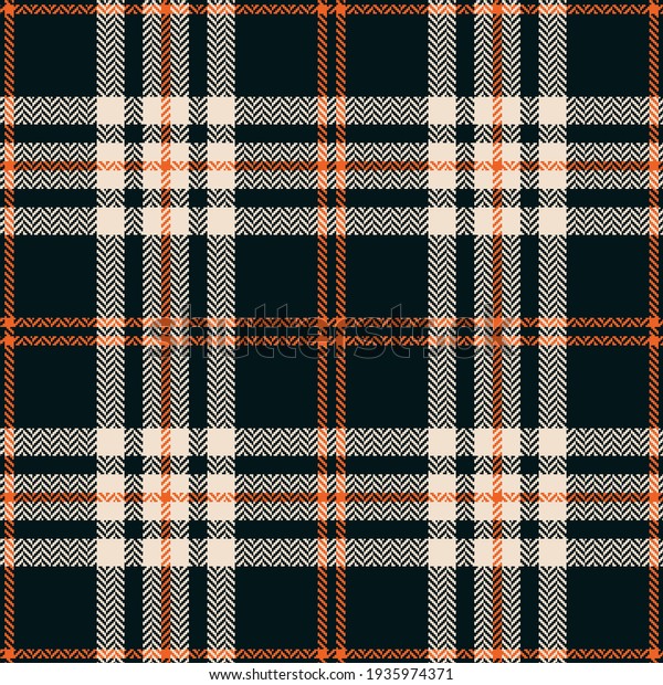 Plaid pattern seamless vector in brown, orange,\
off white. Dark textured tartan check background for autumn winter\
flannel shirt, throw, blanket, duvet cover, other modern fashion\
textile design.