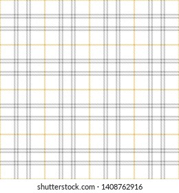 Plaid pattern seamless vector graphic in grey, yellow, and white. Tartan check plaid for modern fabric design.