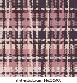 Plaid pattern seamless vector graphic. Scottish tartan check plaid in soft pink, beige, and taupe for poncho, scarf, blanket, throw, or other modern summer fashion or home textile design.