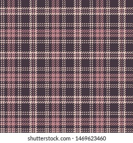 Plaid pattern seamless vector graphic. Tartan check plaid in pink and beige for modern textile print. Stitched effect.