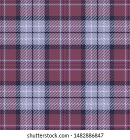 Plaid pattern seamless vector graphic. Scottish multicolored dark tartan check plaid background in dark blue, raspberry pink, purple, and white for flannel shirt or other trendy clothing design.