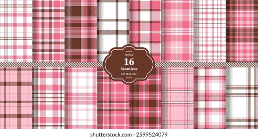 Plaid pattern seamless. Warm Gold and Warm Gold Tartan Textile Design. Set of 16