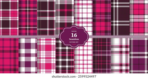Plaid pattern seamless. Warm Tangerine and Sunflower Yellow Tartan Textile Design. Set of 16
