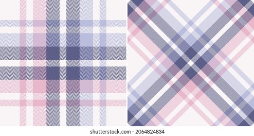 Plaid Pattern Set In Lilac, Pink, White For Spring Summer. Seamless Light Pastel Tartan Check Plaid Graphic Texture For Blanket, Duvet Cover, Throw, Scarf, Other Modern Fashion Fabric Design.