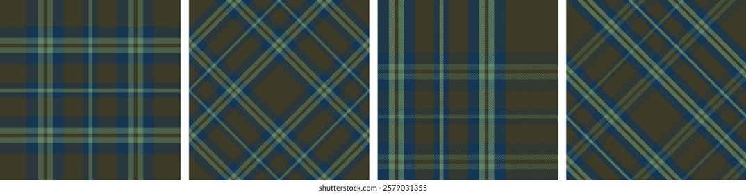 Plaid pattern set seamless tartan check plaid for skirt, tablecloth, blanket, duvet cover, or other modern fashion print.