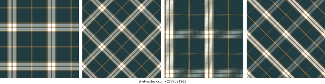 Plaid pattern set seamless tartan check plaid for skirt, tablecloth, blanket, duvet cover, or other modern fashion print.