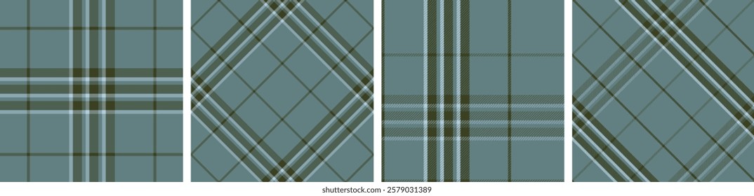 Plaid pattern set seamless tartan check plaid for skirt, tablecloth, blanket, duvet cover, or other modern fashion print.