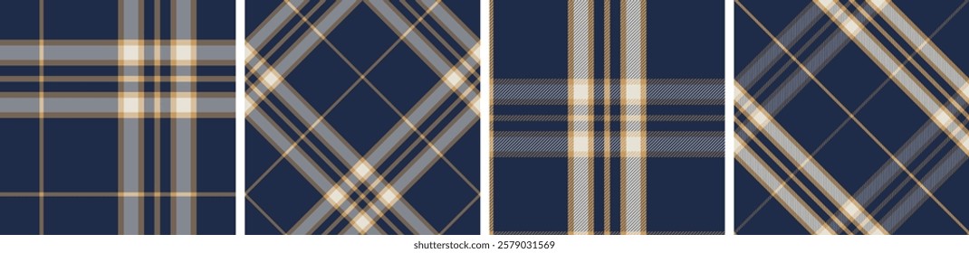 Plaid pattern set seamless tartan check plaid for skirt, tablecloth, blanket, duvet cover, or other modern fashion print.