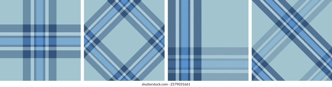 Plaid pattern set seamless tartan check plaid for skirt, tablecloth, blanket, duvet cover, or other modern fashion print.