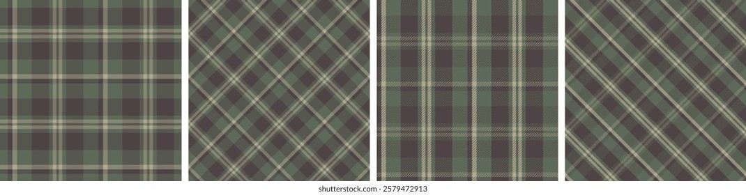 Plaid pattern set seamless tartan check plaid for skirt, tablecloth, blanket, duvet cover, or other modern fashion print.
