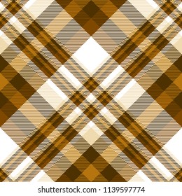 Plaid pattern in shades of brown, beige and white. Seamless print.