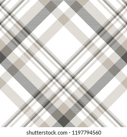 Plaid pattern in slate gray, pale taupe and white.