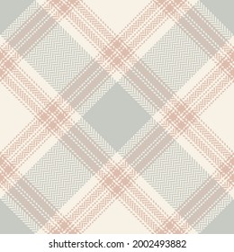 Plaid pattern in soft grey, beige, pink. Seamless light cashmere spring autumn winter tartan check background vector for scarf, flannel shirt, blanket, duvet cover, other modern fashion textile print.
