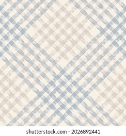 Plaid pattern in soft light blue and beige for spring autumn winter. Seamless herringbone tartan check background graphic for scarf, blanket, throw, pillow, other modern tweed fashion textile design.