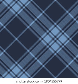 Plaid pattern tartan in blue. Herringbone textured seamless dark check plaid graphic for classic flannel shirt, skirt, blanket, duvet cover, throw, or other modern autumn winter fashion fabric print.