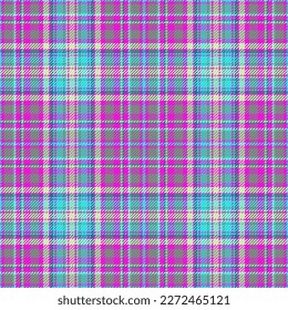 Plaid pattern tartan. Check texture vector. Fabric textile seamless background in cyan and gray colors.