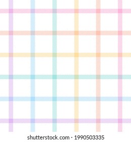 Plaid pattern tattersall. Pastel spring summer check tartan vector for Easter holiday design. Seamless simple light background for blanket, duvet cover, scarf, other modern fashion textile print.