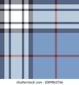 Plaid pattern texture in blue, white, red. Seamless large tartan check plaid graphic vector for scarf, blanket, duvet cover, other modern spring autumn winter fashion textile design.