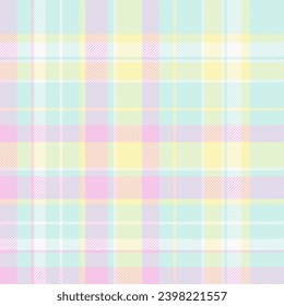 Plaid pattern texture of seamless vector check with a textile background tartan fabric in light and white colors.