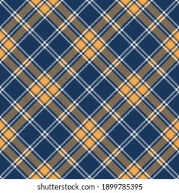 Plaid pattern textured in blue, yellow, white. Herringbone seamless bright tartan check plaid graphic for flannel shirt, skirt, blanket, or other modern spring summer autumn fashion textile print.
