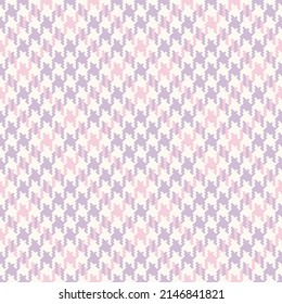 Plaid pattern tweed in pastel lilac, pink, off white for spring summer. Seamless pixel textured small dog tooth tartan check vector for dress, jacket, coat, scarf, other modern fashion textile print.