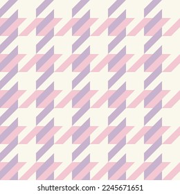 Plaid pattern tweed in pastel lilac, pink, off white for spring summer. Seamless pixel textured small houndstooth tartan check vector for dress, jacket, coat, scarf, other modern fashion fabric print.