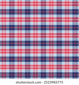 Plaid pattern with twill weave.Red and blue tartan check seamless pattern.Vector illustration geometric background for fabric and paper.