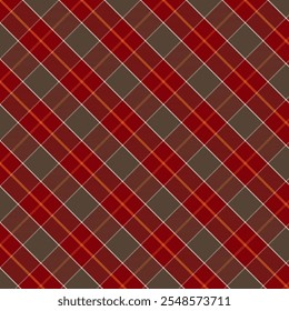 Padrão xadrez com sarjado weave.Red e tartan marrom verificar padrão sem emenda.Vetor ilustração geométrica fundo para tecido e impressões.