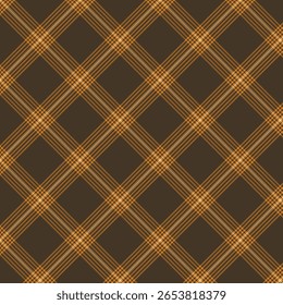 Patrón de cuadros con tejido de sarga en marrón y naranja. Otoño otoño tartán cuadros sin patrón. Fondo geométrico de Ilustración vectorial para tela y estampados.