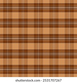 Plaid pattern with twill weave in brown.Tartan check seamless pattern.Vector illustration geometric background for fabric and prints.
