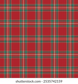 Plaid pattern with twill weave.Red and green tartan check seamless pattern.Vector illustration geometric background for fabric and prints.