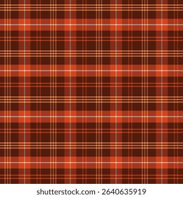 Plaid pattern with twill weave in orange brown.Autumn fall tartan check seamless pattern.Vector illustration geometric background for fabric and prints.