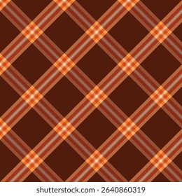 Plaid pattern with twill weave in orange brown.Autumn  tartan check seamless pattern.Vector illustration geometric background for fabric and prints.