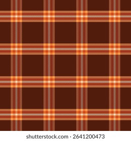 Plaid pattern with twill weave in orange brown.Autumn  tartan check seamless pattern.Vector illustration geometric background for fabric and prints.