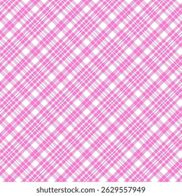 Padrão xadrez com sarjado tecer em rosa e branco.Tartan verificar padrão sem emenda.Vetor ilustração geométrica fundo para tecido e impressões.