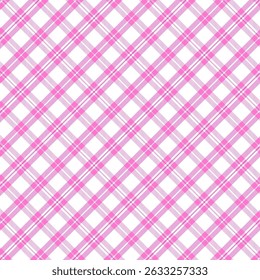 Padrão xadrez com sarjado tecer em rosa e branco.Tartan verificar padrão sem emenda.Vetor ilustração geométrica fundo para tecido e impressões.