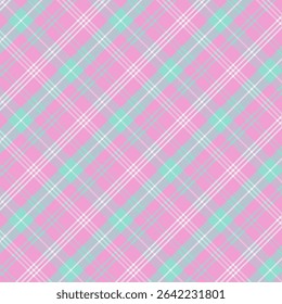 Padrão xadrez com sarjado tecer em rosa e verde.Tartan verificar padrão sem emenda.Vetor ilustração geométrica fundo para tecido e impressões.