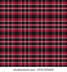 Plaid pattern with twill weave in red black white.Tartan check seamless pattern.Vector illustration geometric background for fabric and paper.