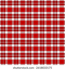 Plaid pattern with twill weave in red and white.Tartan check seamless pattern.Vector illustration geometric background for fabric and paper.