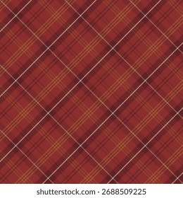 Plaid pattern with twill weave in red brown.Autumn, winter tartan check seamless pattern.Vector illustration geometric background for fabric and prints.