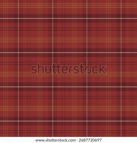 Plaid pattern with twill weave in red brown.Autumn, winter tartan check seamless pattern.Vector illustration geometric background for fabric and prints.