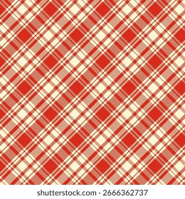 Plaid pattern with twill weave in red.Christmas winter tartan checkered seamless pattern.Vector illustration geometric background for fabric and prints.