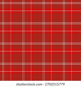 Plaid pattern with twill weave in red.Christmas, winter tartan check seamless pattern.Vector illustration geometric background for fabric and paper.