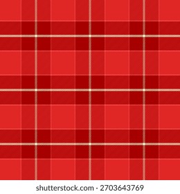 Plaid pattern with twill weave in red.Christmas, winter tartan check seamless pattern.Vector illustration geometric background for fabric and paper.