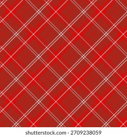 Patrón de cuadros con tejido de sarga en rojo. Navidades, tartán de invierno a cuadros sin patrón. Fondo geométrico de Ilustración vectorial para tela y estampados.