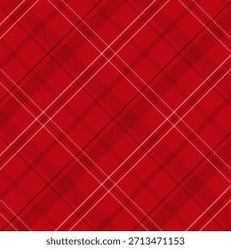 Patrón de cuadros con tejido de sarga en rojo. Navidades de invierno tartán a cuadros sin patrón. Fondo geométrico de Ilustración vectorial para tela y estampados.