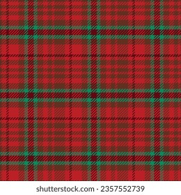 Plaid pattern with twill weave. Tartan check seamless pattern in red and green.Vector illustration geometric background for fabric and paper in Christmas theme.
