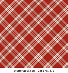 Padrão xadrez com sarjado weave.Red e tartan branco verificar padrão sem emenda.Vetor ilustração geométrica fundo para tecido e impressões.