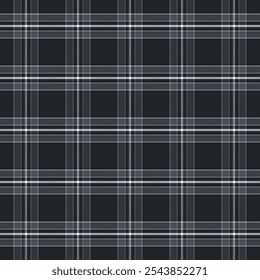 Plaid pattern with twill weave.Black and white tartan check seamless pattern.Vector illustration geometric background for fabric and prints.